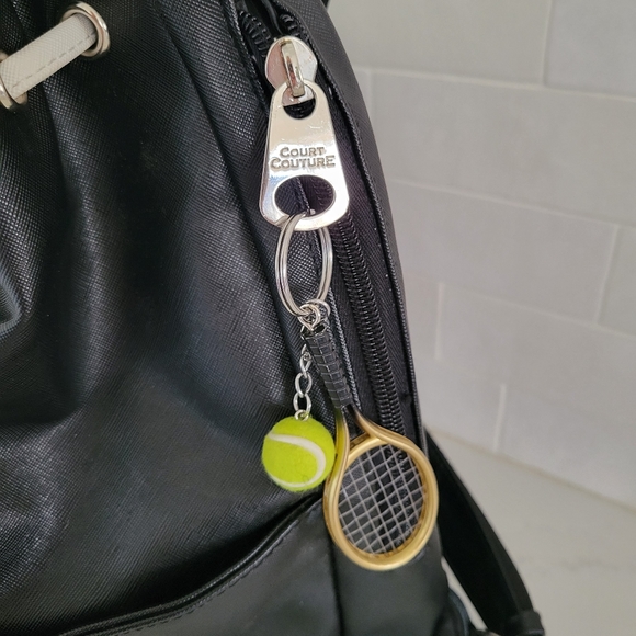 Court Couture Hampton Striped Tennis Backpack Racquet Sling Bag Black Pink - Picture 8 of 8